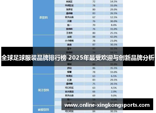 全球足球服装品牌排行榜 2025年最受欢迎与创新品牌分析
