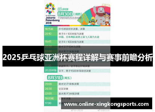 2025乒乓球亚洲杯赛程详解与赛事前瞻分析