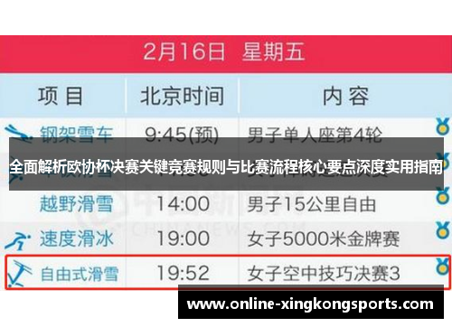 全面解析欧协杯决赛关键竞赛规则与比赛流程核心要点深度实用指南